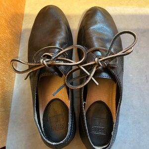 Frye & Co. Jillian Oxford Womens Black Leather Lace Up Oxford Flats Shoes